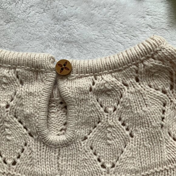 Catherine Malandrino Mini Sweater Baby Dress 12M | Cream Knit w/ Flowers VGUC - Picture 11 of 16